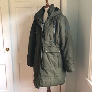 Lucky Brand Olive Green Hooded Winter Long Jacket XL